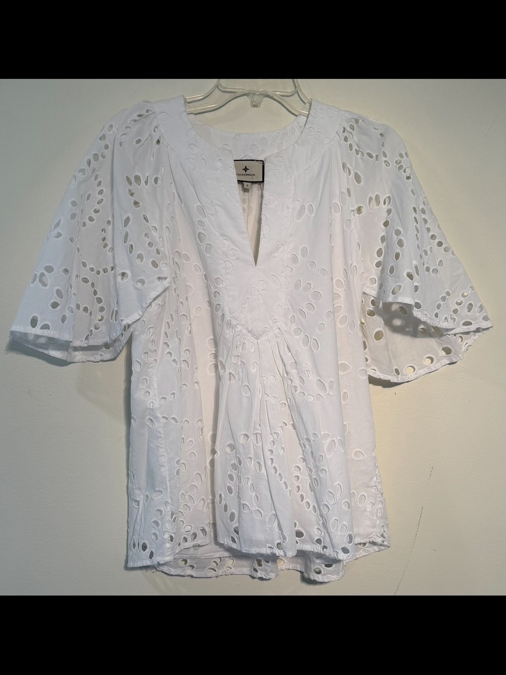 Tuckernuck White Eyelet Split-Neck Blouse